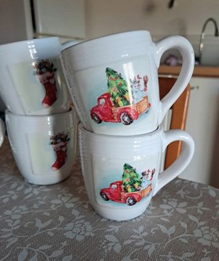 Set 10 Tazze Ceramica Natale Gnomi e Calze