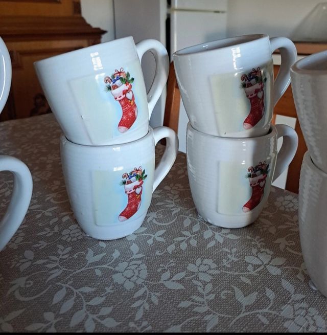 Set 10 Tazze Ceramica Natale Gnomi e Calze