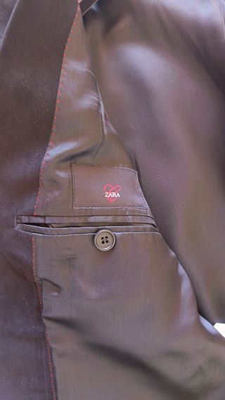 Americana hombre Zara Terciopelo Negra