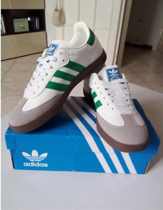 Adidas Samba Hombre Talla 43 Verde/Blanco