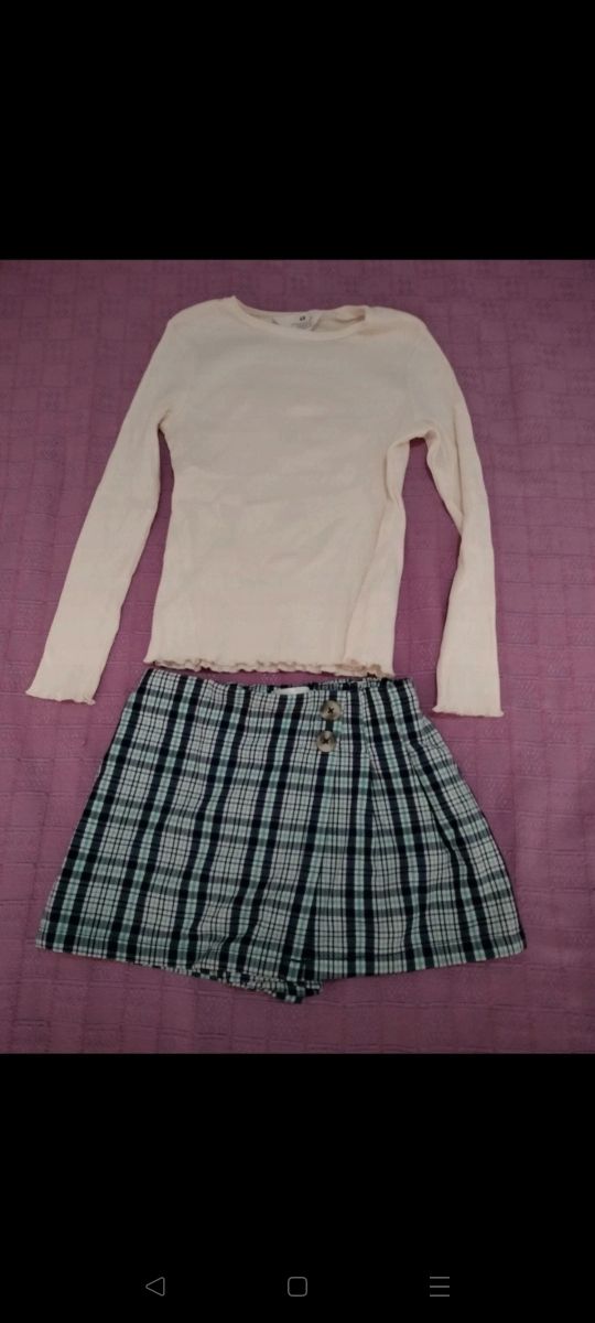 Conjunto niña falda-pantalón y camiseta talla 7-8