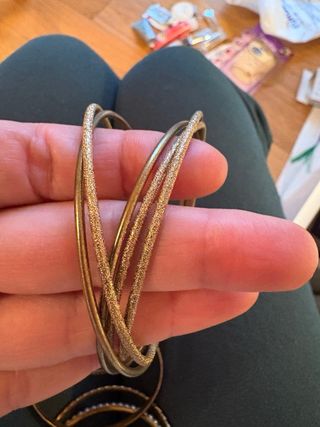 Set 6 bracciali donna effetto oro anticato e perle