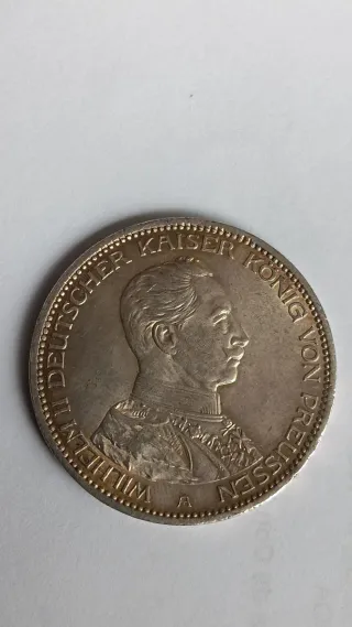 Moeda Prata 3 Marcos 1914 Kaiser Wilhelm II