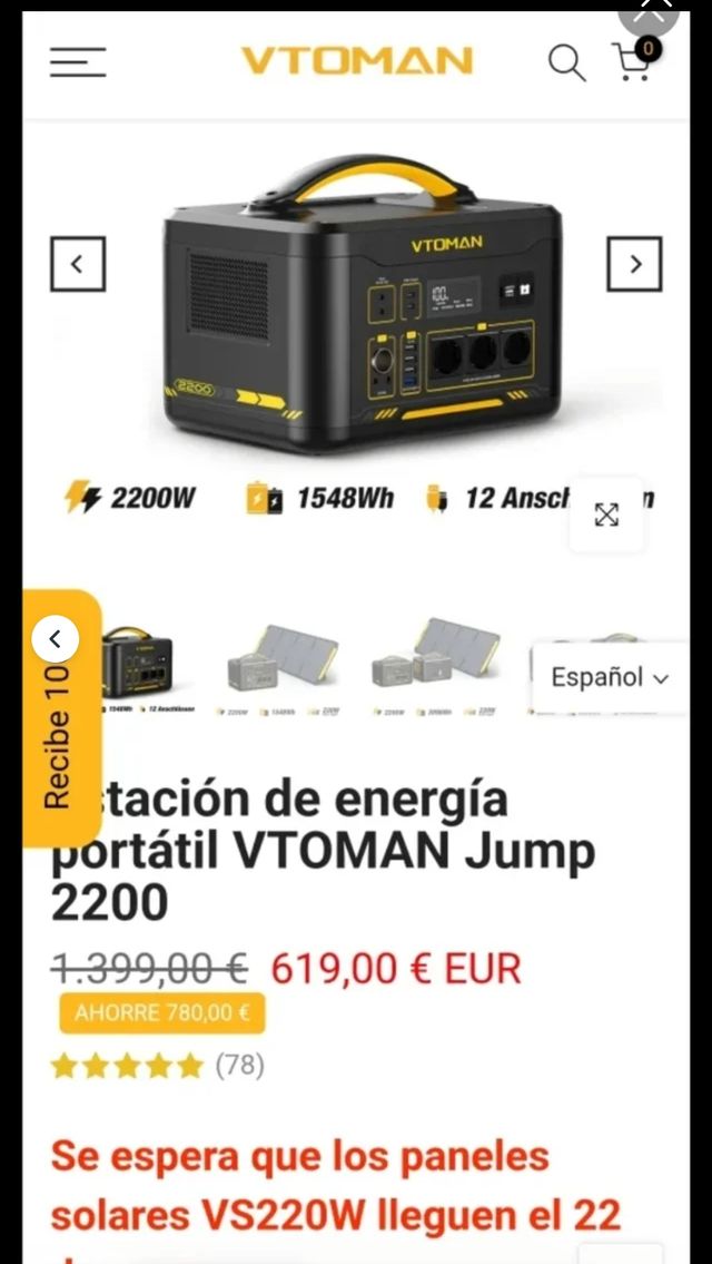 Estación de energía Vtoman 2200w ( 4400 w pico)