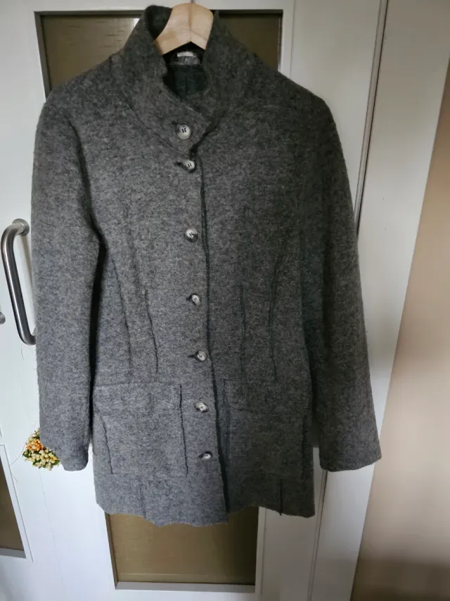 Abrigo lana gris sin forro