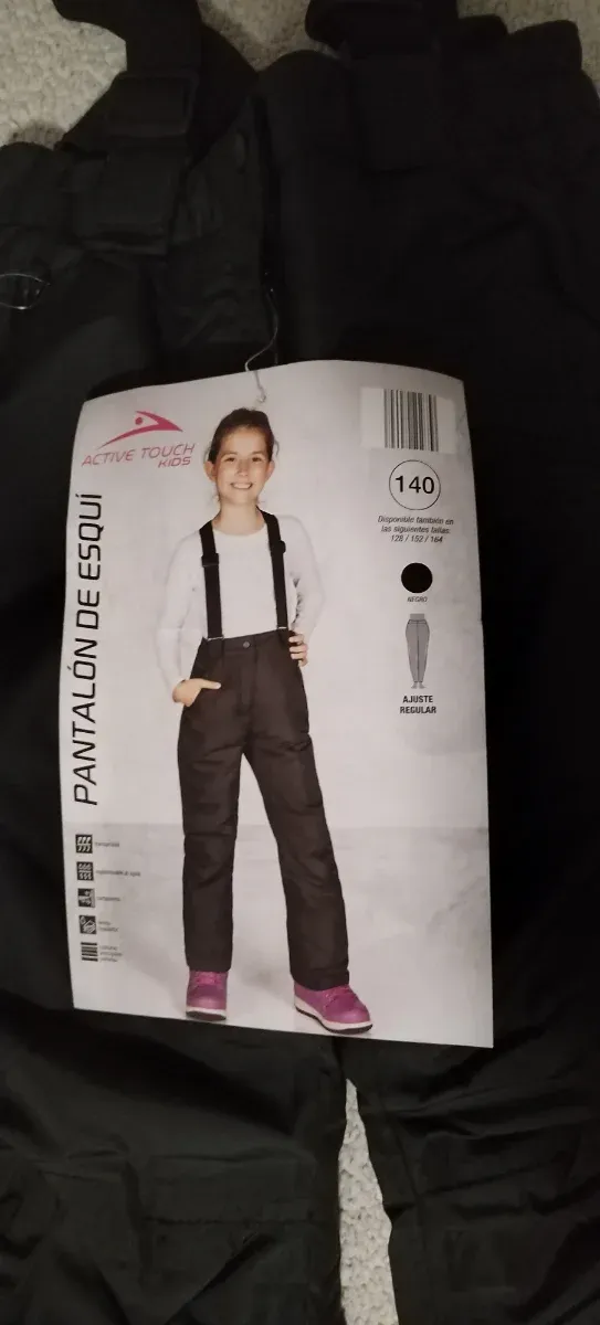 Pantalón de nieve infantil negro nuevo