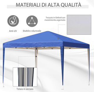 Gazebo 3x3 m Pieghevole Pop-up in Acciaio e Tessut
