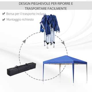 Gazebo 3x3 m Pieghevole Pop-up in Acciaio e Tessut
