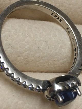 Anillo Plata Corazón Azul marino