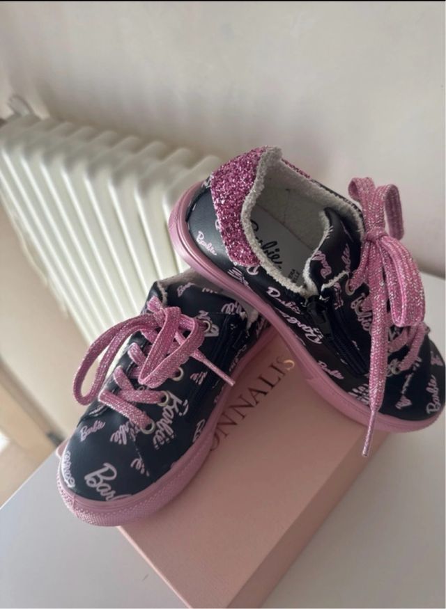 Scarpe bimba Barbie nere glitter rosa n 30