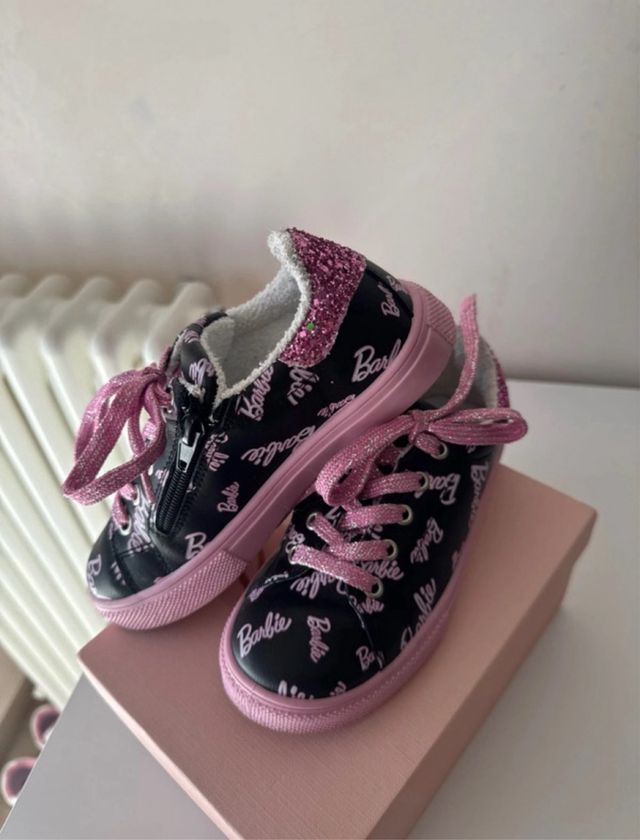 Scarpe bimba Barbie nere glitter rosa n 30
