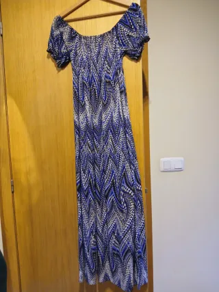 Vestido largo estampado manga corta