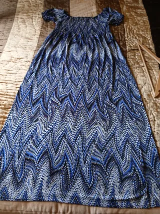 Vestido largo estampado manga corta