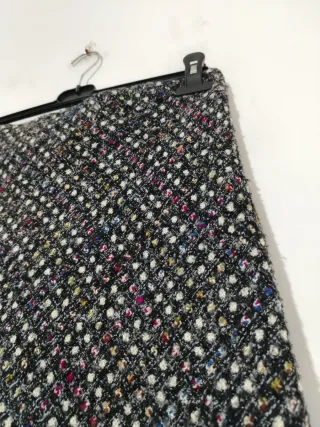 Gonna tweed lana con tulle nero