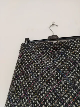 Gonna tweed lana con tulle nero