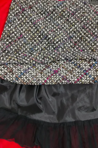 Gonna tweed lana con tulle nero