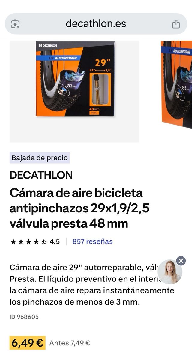 Cámaras de bicicleta Decathlon 29x1.9/2.5
