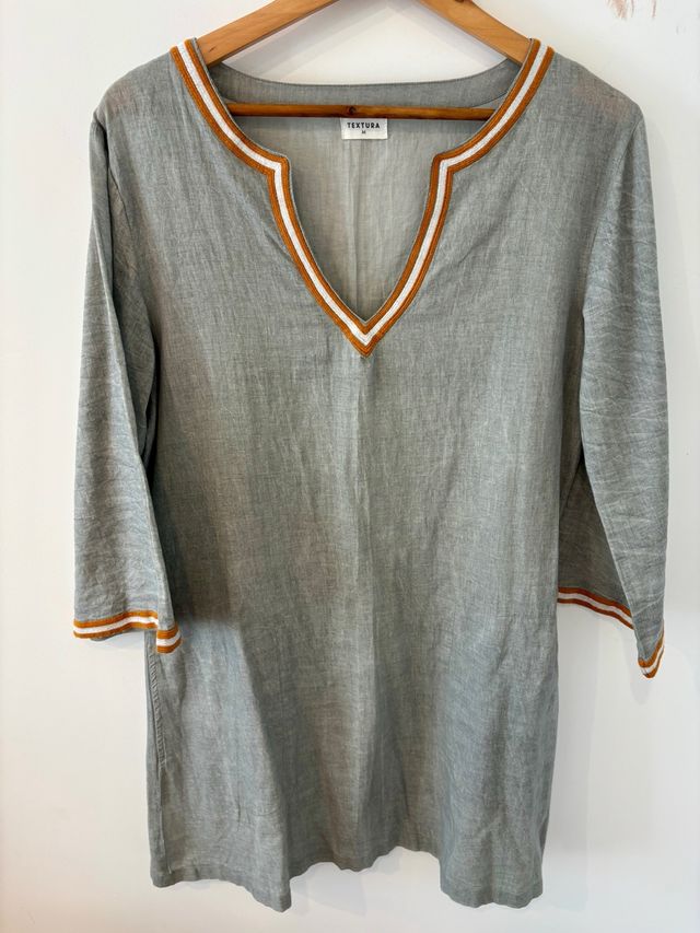 Vestido camisola Textura algodón gris Talla M