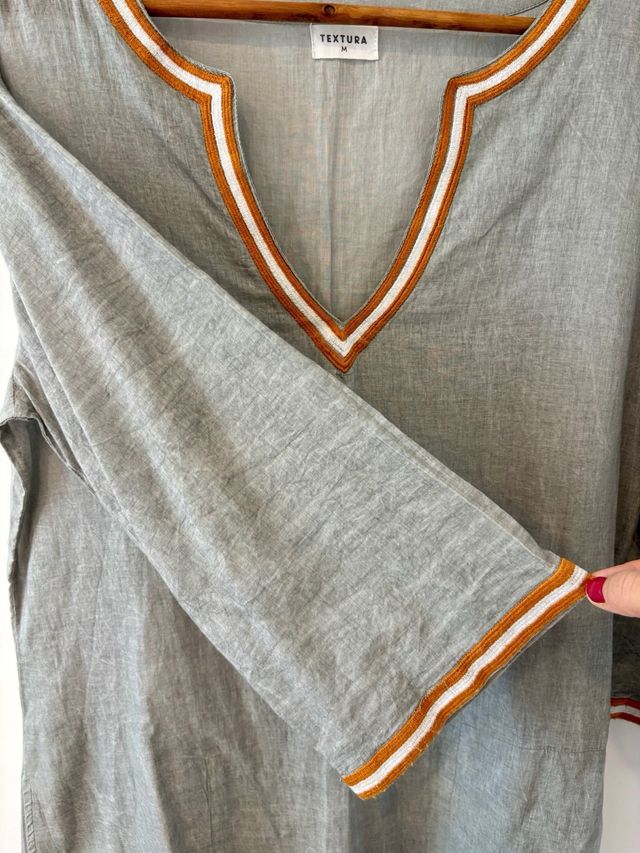 Vestido camisola Textura algodón gris Talla M