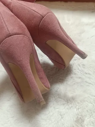 Botines tacón rosa lazo