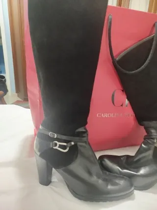 Botas altas piel y ante negras