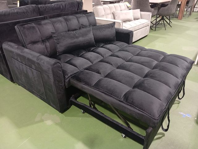 Sofá Cama Negro Terciopelo - Liquidacion