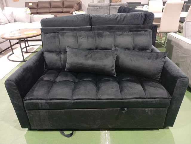 Sofá Cama Negro Terciopelo - Liquidacion
