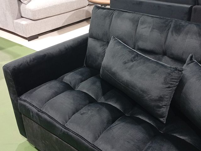 Sofá Cama Negro Terciopelo - Liquidacion