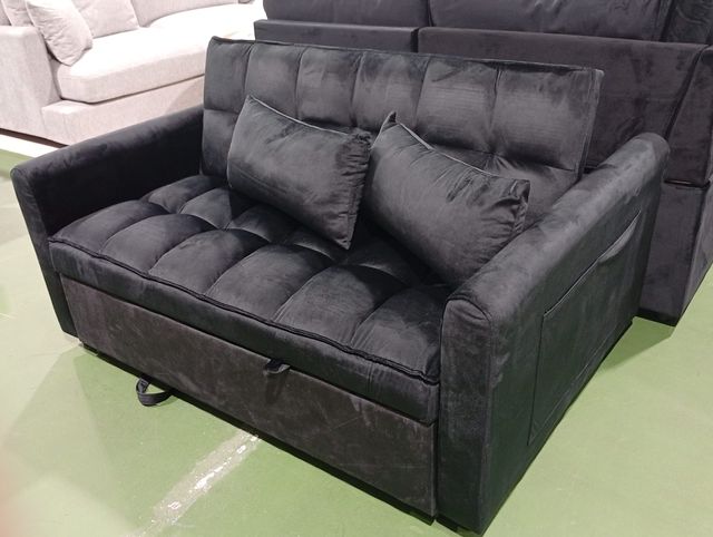 Sofá Cama Negro Terciopelo - Liquidacion