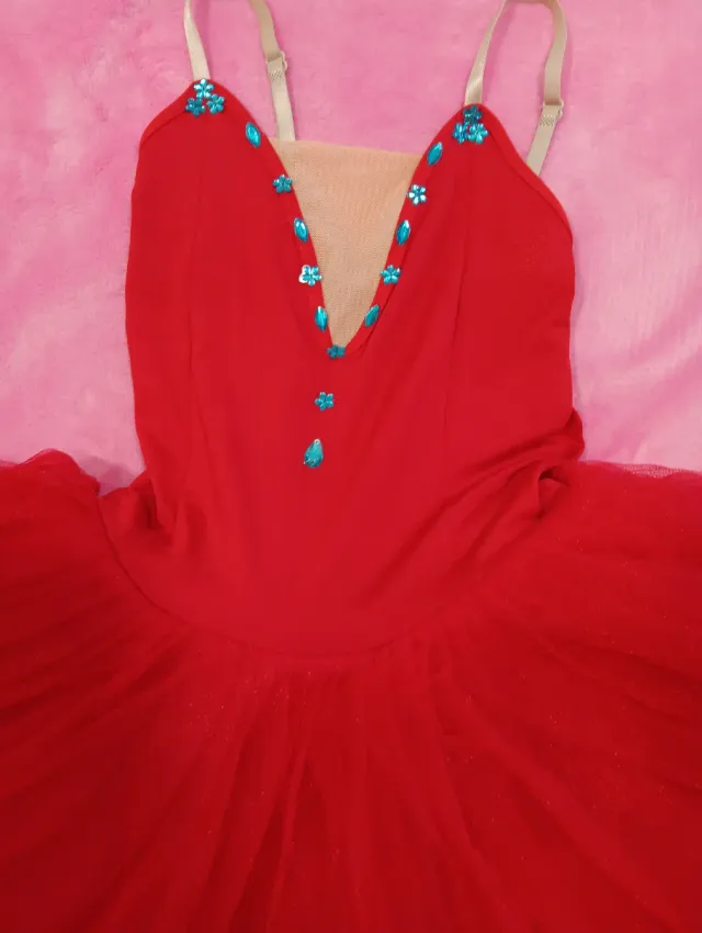 Mallot Ballet Tutú Rojo Talla Única