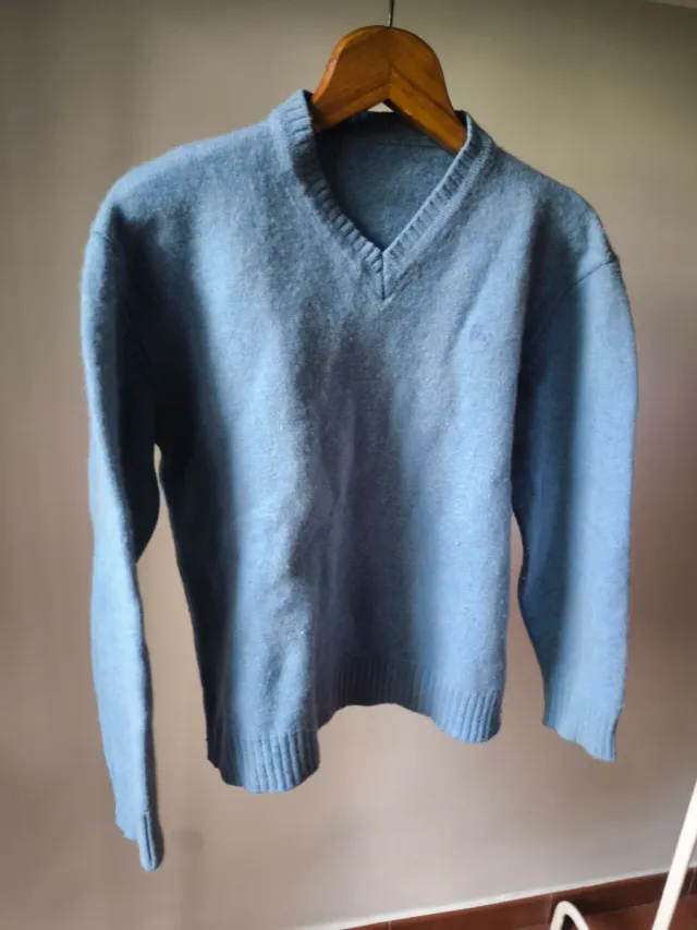 Jersey Burberry Azul V-Neck