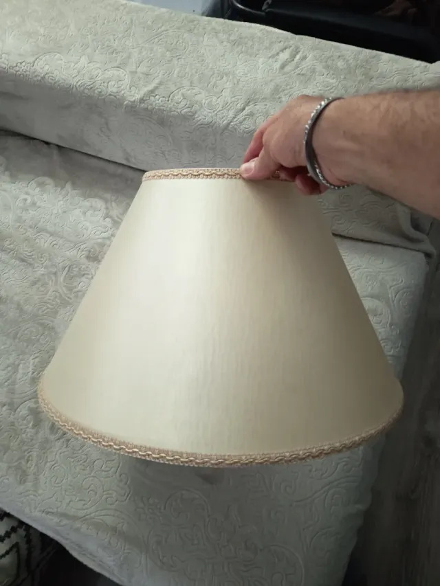 Pantalla lámpara pie beige tela