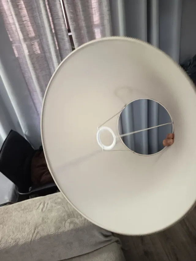 Pantalla lámpara pie beige tela