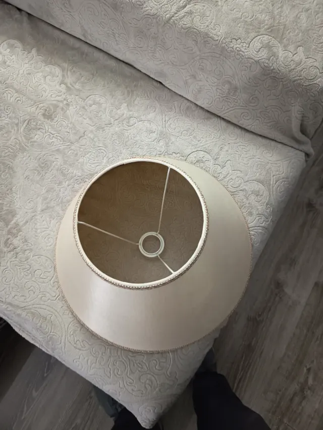 Pantalla lámpara pie beige tela