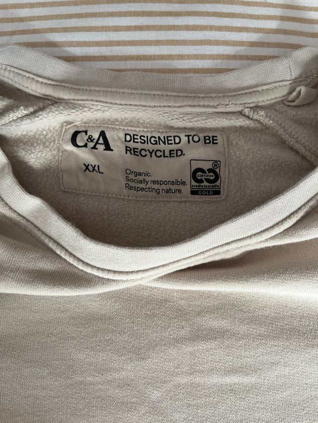 Sudadera C&A beige con estampado químico