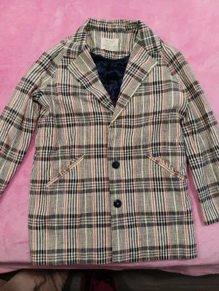 Chaqueta cuadros beige multicolor