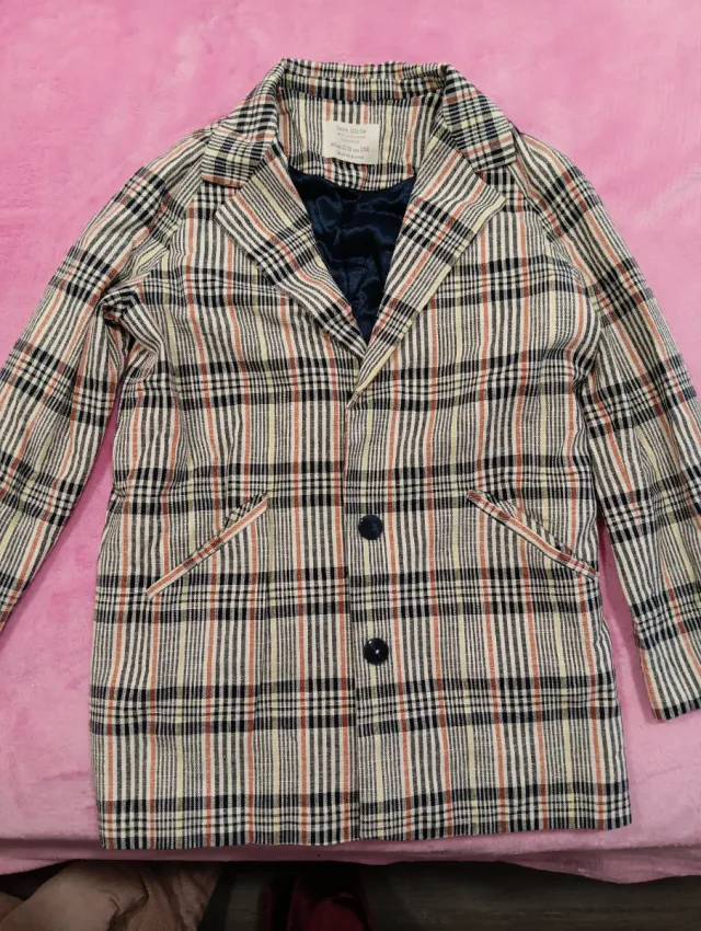 Chaqueta cuadros beige multicolor