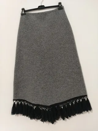 Gonna lunga con frange taglia L con lana e nylon