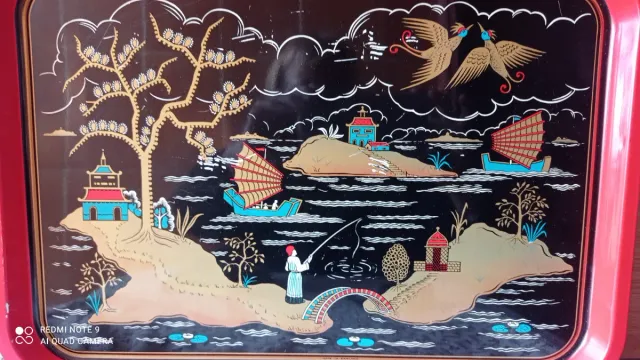 Bandeja metálica decorada estilo oriental