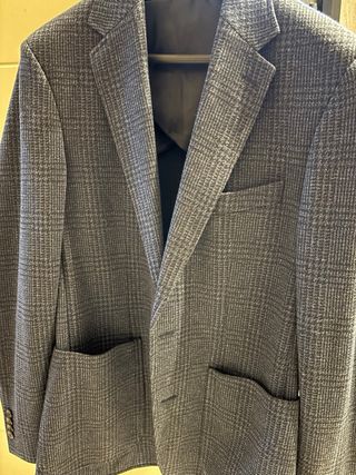 Chaqueta americana cuadros azul pico de gallo