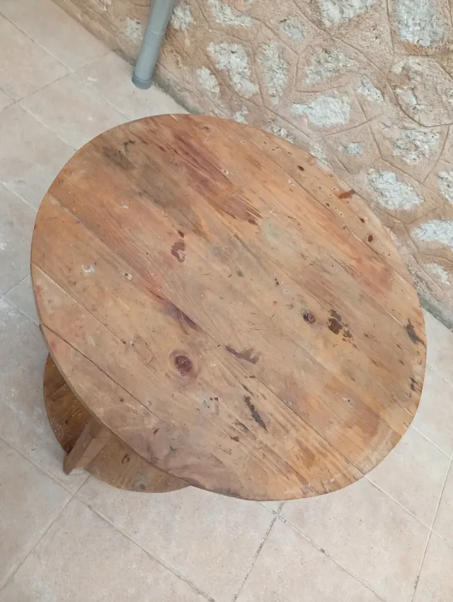 Mesa camilla rústica de madera