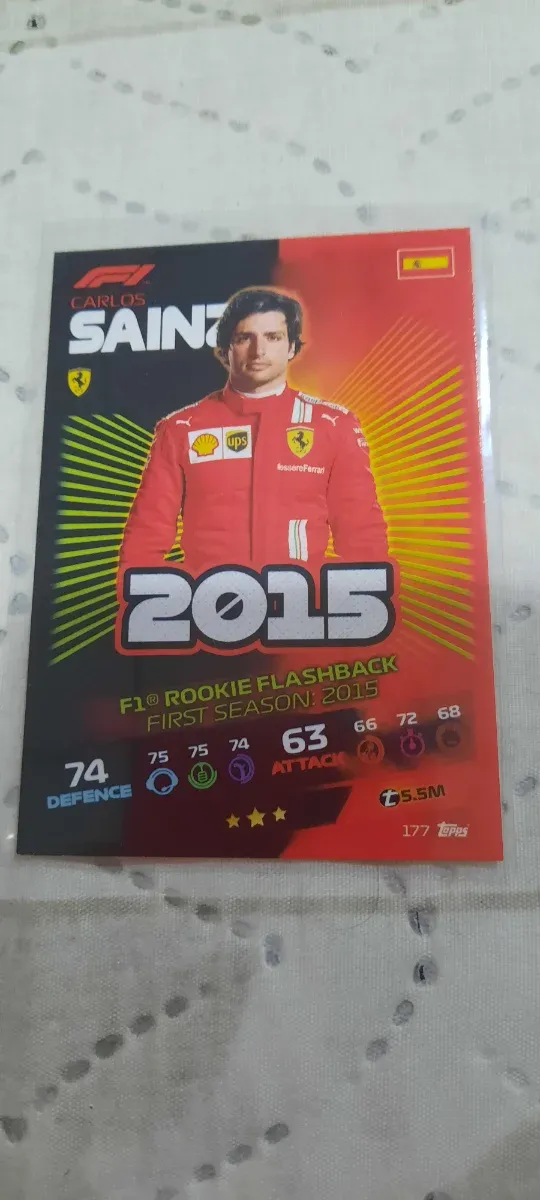 Cromo Carlos Sainz F1 Rookie 2015 Topps