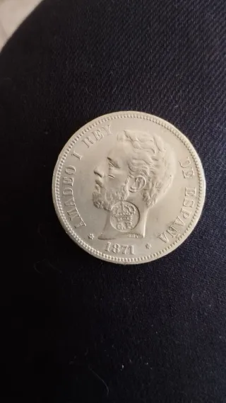 Moneda Plata Amadeo I Rey de España 1871