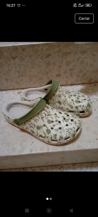 Zapatillas Crocs forradas beige y verde