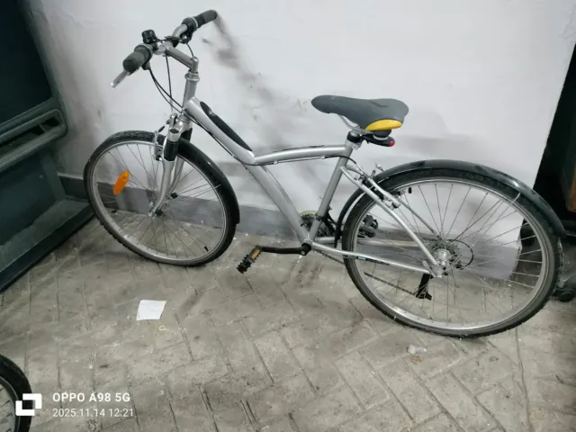 Bicicleta de paseo plateada