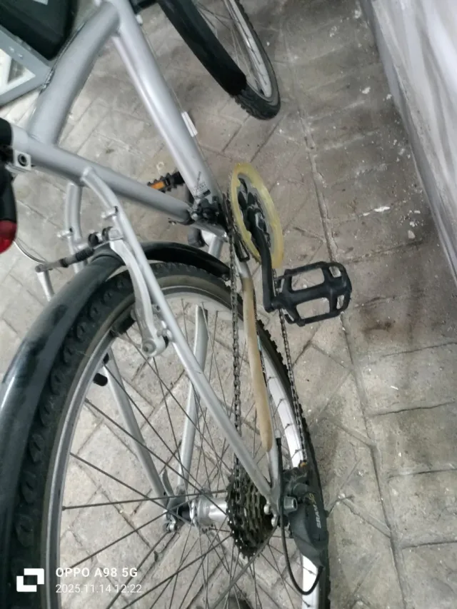 Bicicleta de paseo plateada