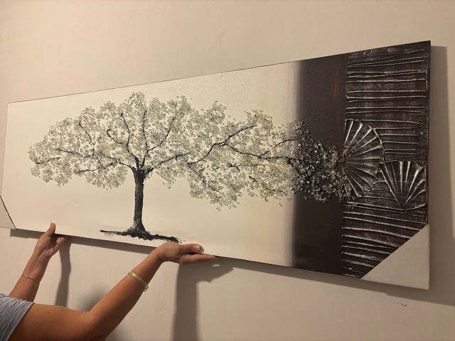 Cuadro árbol con piedrecitas 50x150cm