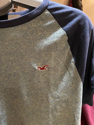 Camiseta Hollister Raglán Azul Grisáceo