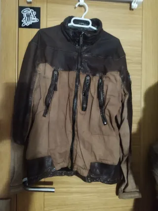 Chaqueta aviador piel marrón y beige