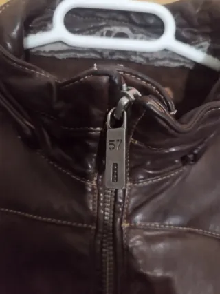 Chaqueta aviador piel marrón y beige